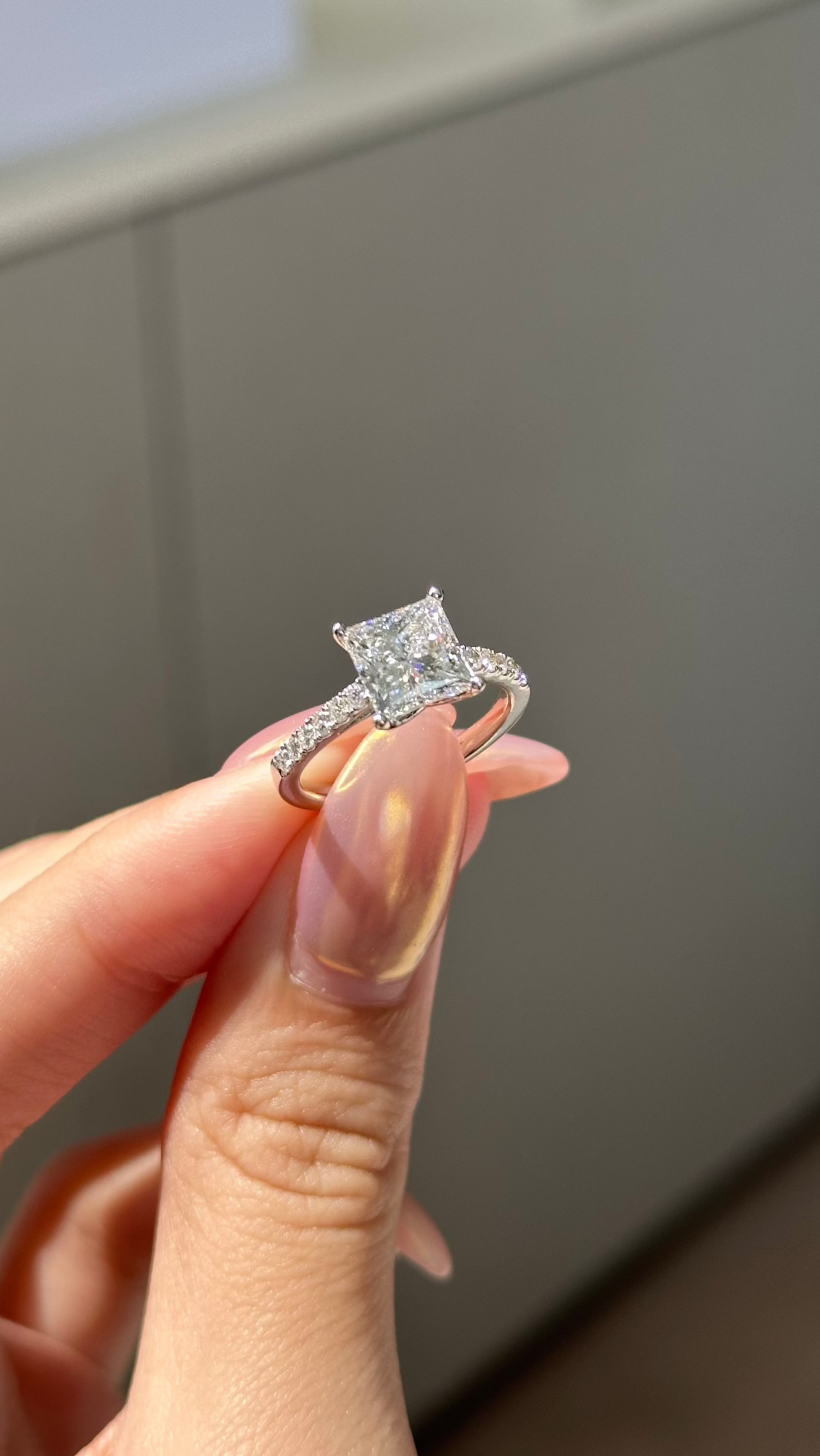 Princess Cut Lab grown Diamond Micro Pave Engagement Ring