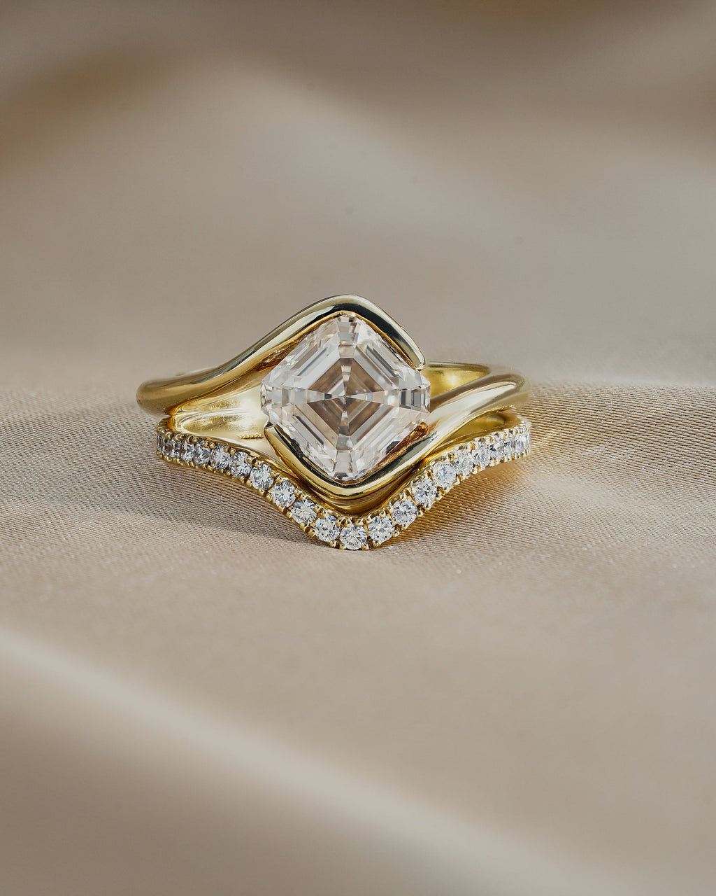 2.09 CT Asscher Cut Lab grown Diamond Engagement Ring