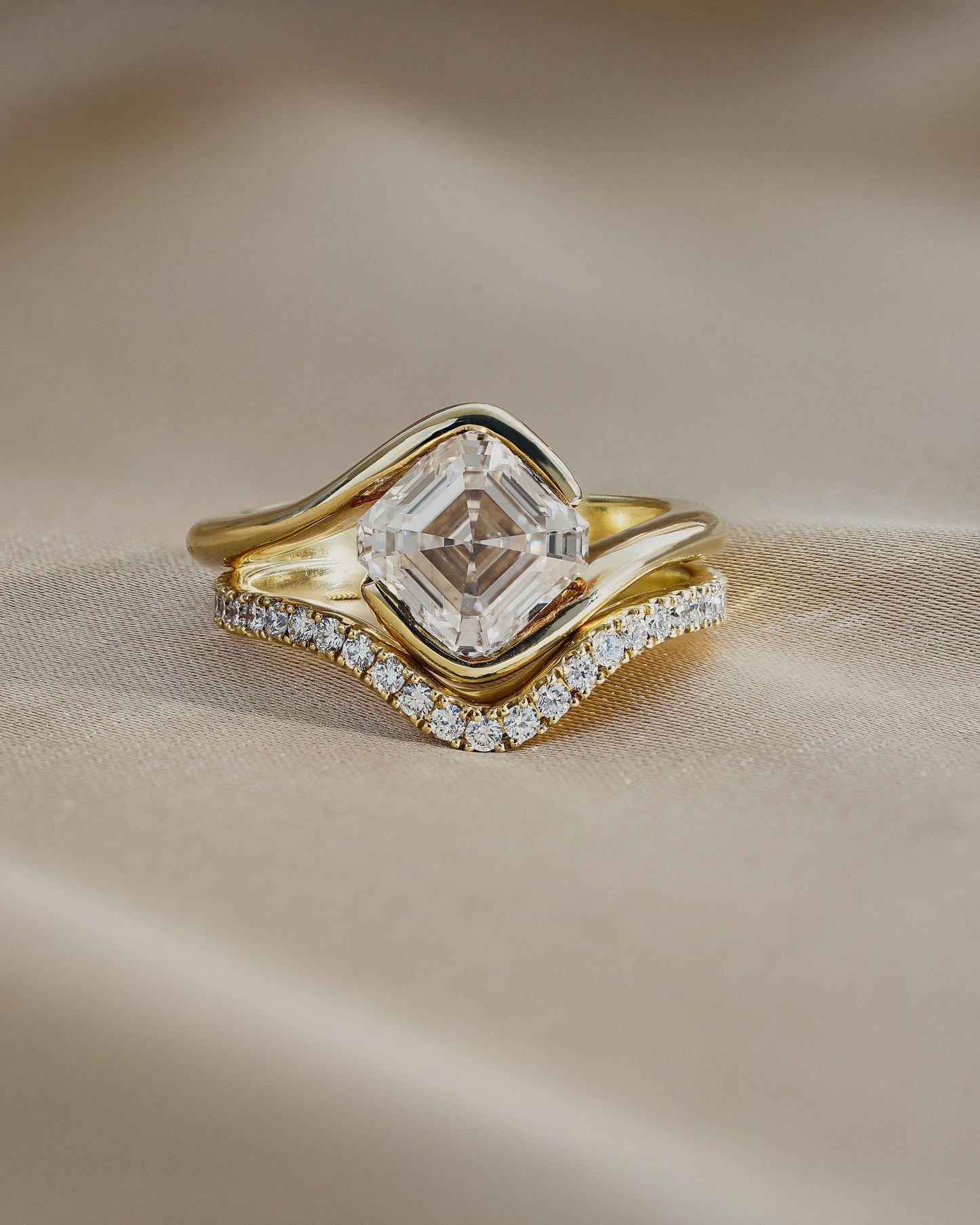 2.09 CT Asscher Cut Lab grown Diamond Engagement Ring