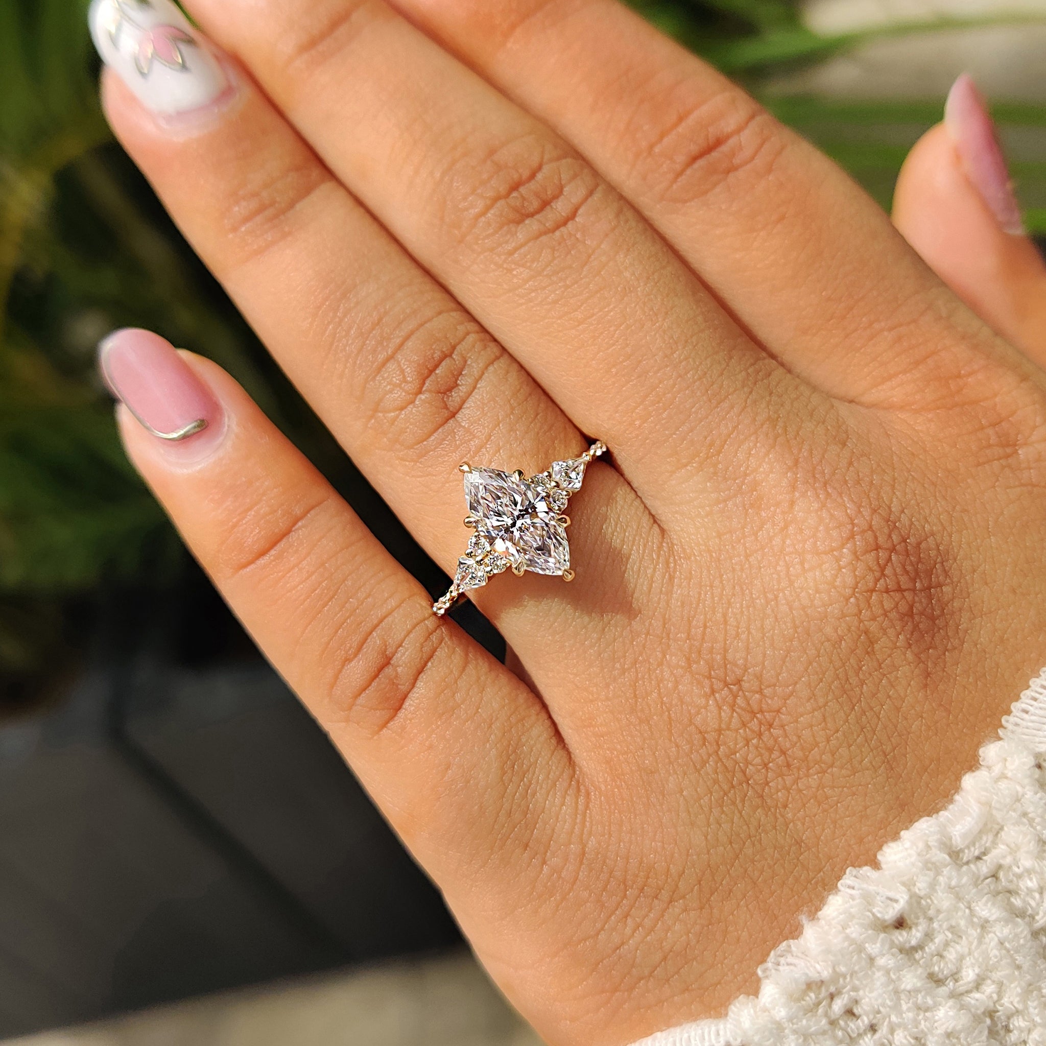 1.50 CT Marquise Cut Lab grown Diamond With Muse Setting Engagement Ring