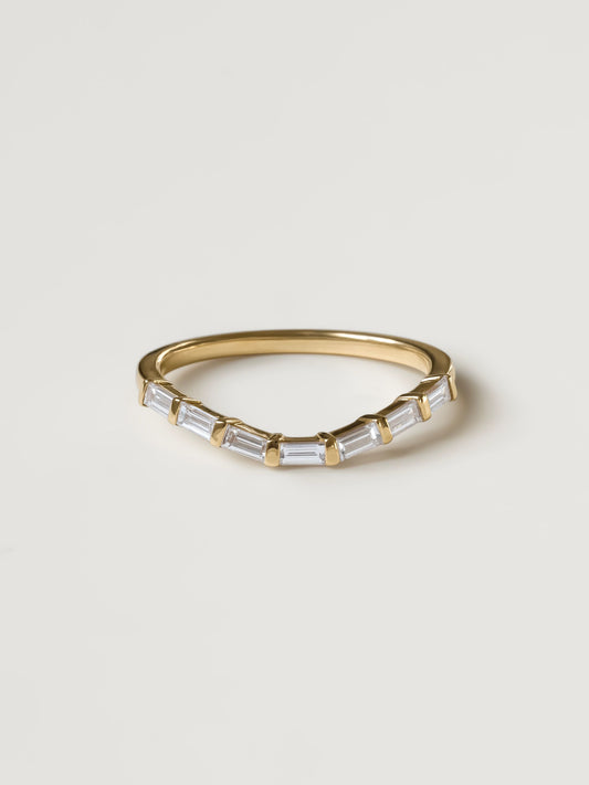 0.37 TCW Baguette CVD Diamond Curved Wedding Band