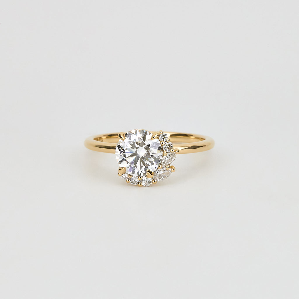 1.24 CT - 3.24 CT Round Brilliant Cut Lab grown Diamond Cluster Engagement Ring