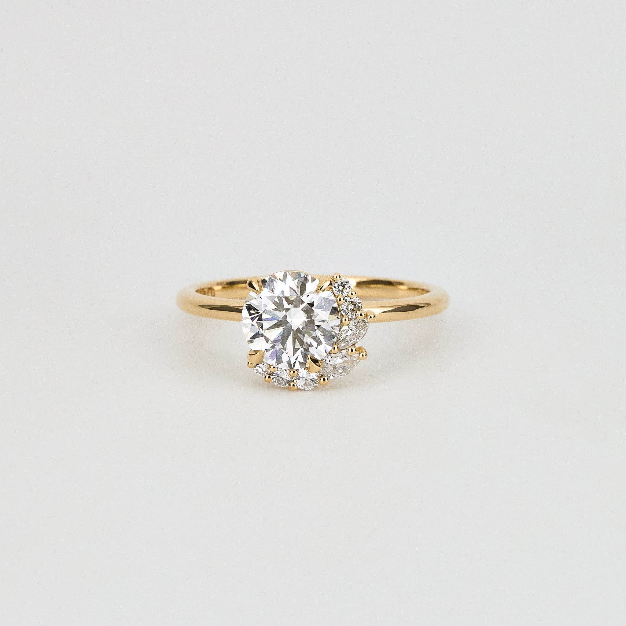 1.24 CT - 3.24 CT Round Brilliant Cut Lab grown Diamond Cluster Engagement Ring