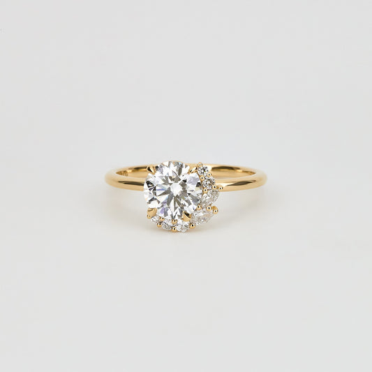 1.24 CT - 3.24 CT Round Brilliant Cut Lab grown Diamond Cluster Engagement Ring