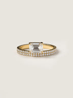 1 CT - 3 CT East-West Emerald Cut Lab grown Diamond Double Band Pave Engagement Ring