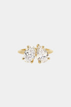 2.4 TCW Pear & Oval Cut Lab grown Diamond Two Stone Engagement Ring