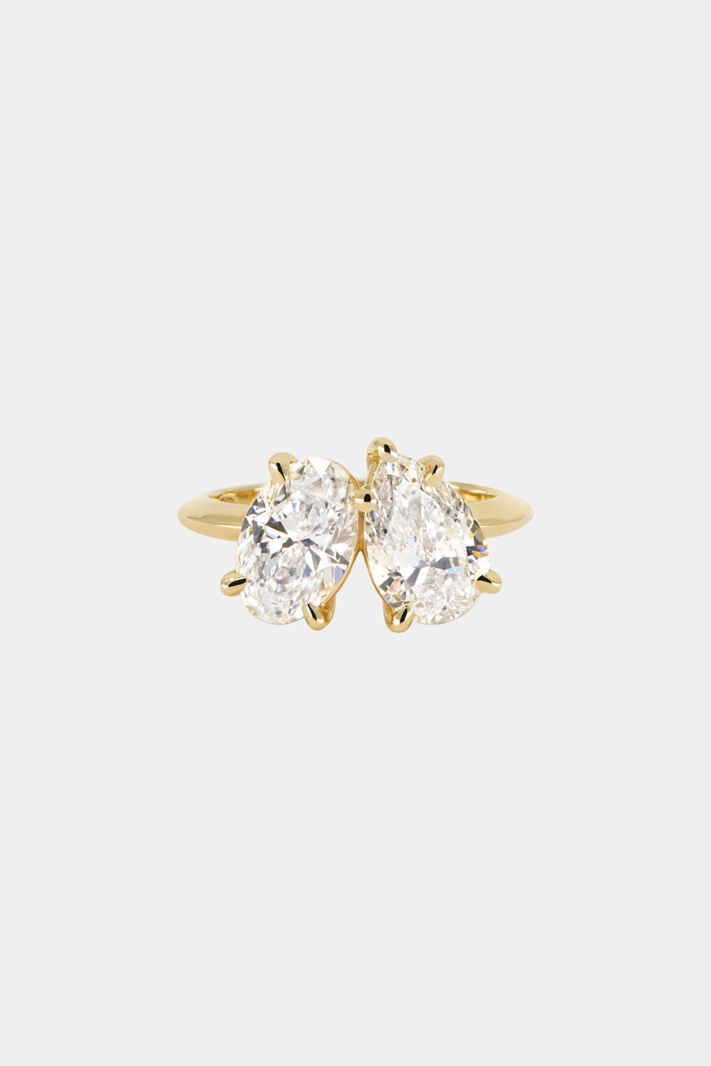 2.4 TCW Pear & Oval Cut Lab grown Diamond Two Stone Engagement Ring