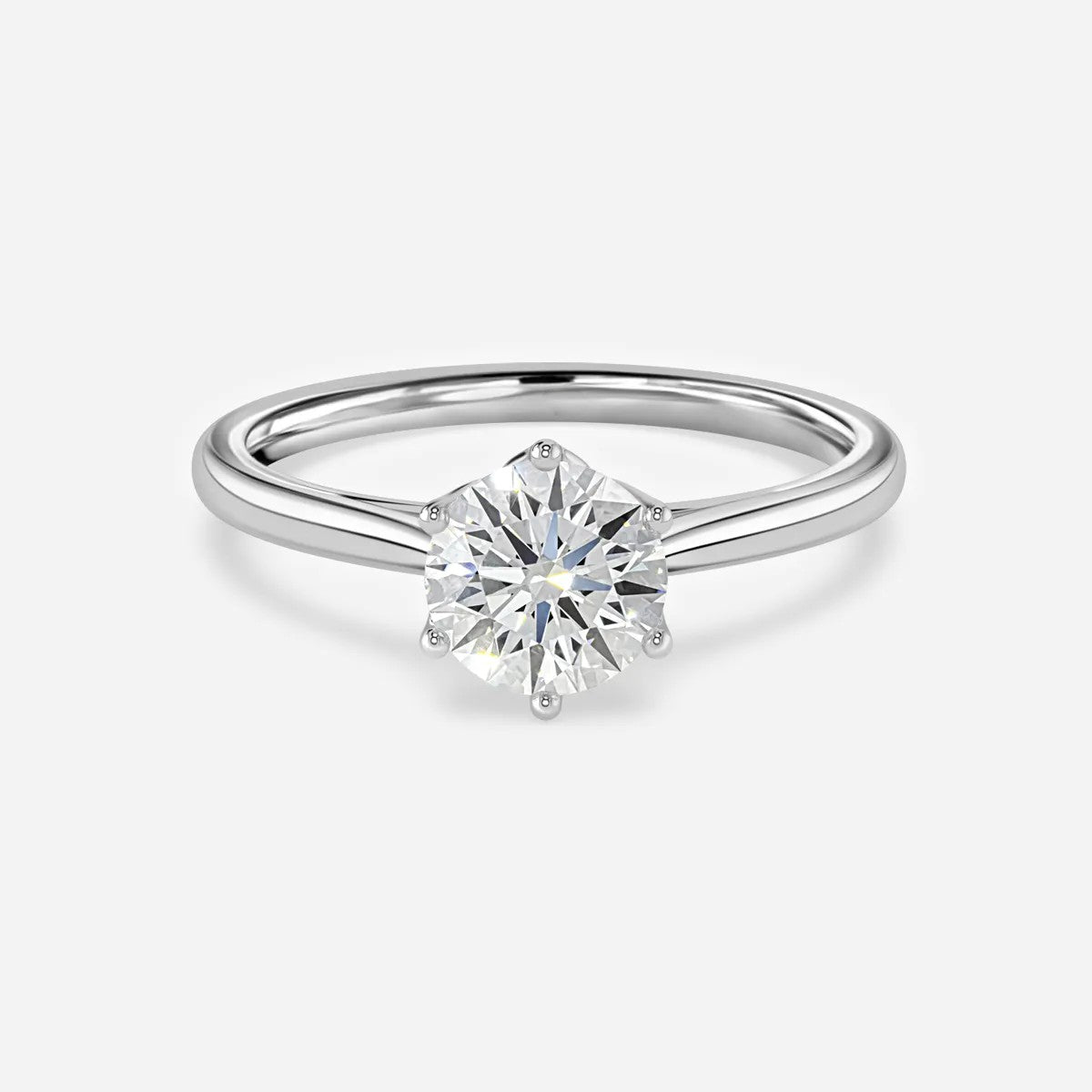 1.67 CT - 2.67 CT Round Cut Solitaire Petal Prong Moissanite Engagement Ring