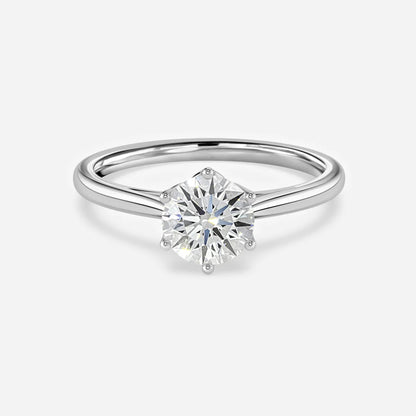 1.67 CT - 2.67 CT Round Cut Solitaire Petal Prong Moissanite Engagement Ring