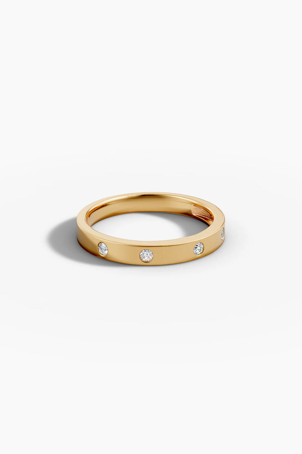 0.1 TCW Round Moissanite Flush Setting Wedding Band