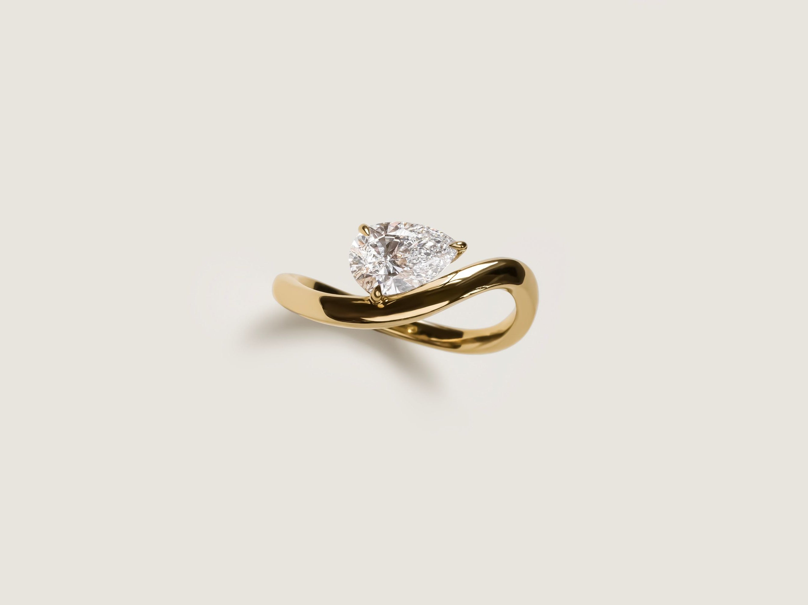 1 CT - 3 CT Pear Cut Lab grown Diamond Solitaire Engagement Ring