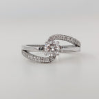 0.6 CT Round Cut Pave Unique Style Moissanite Engagement Ring