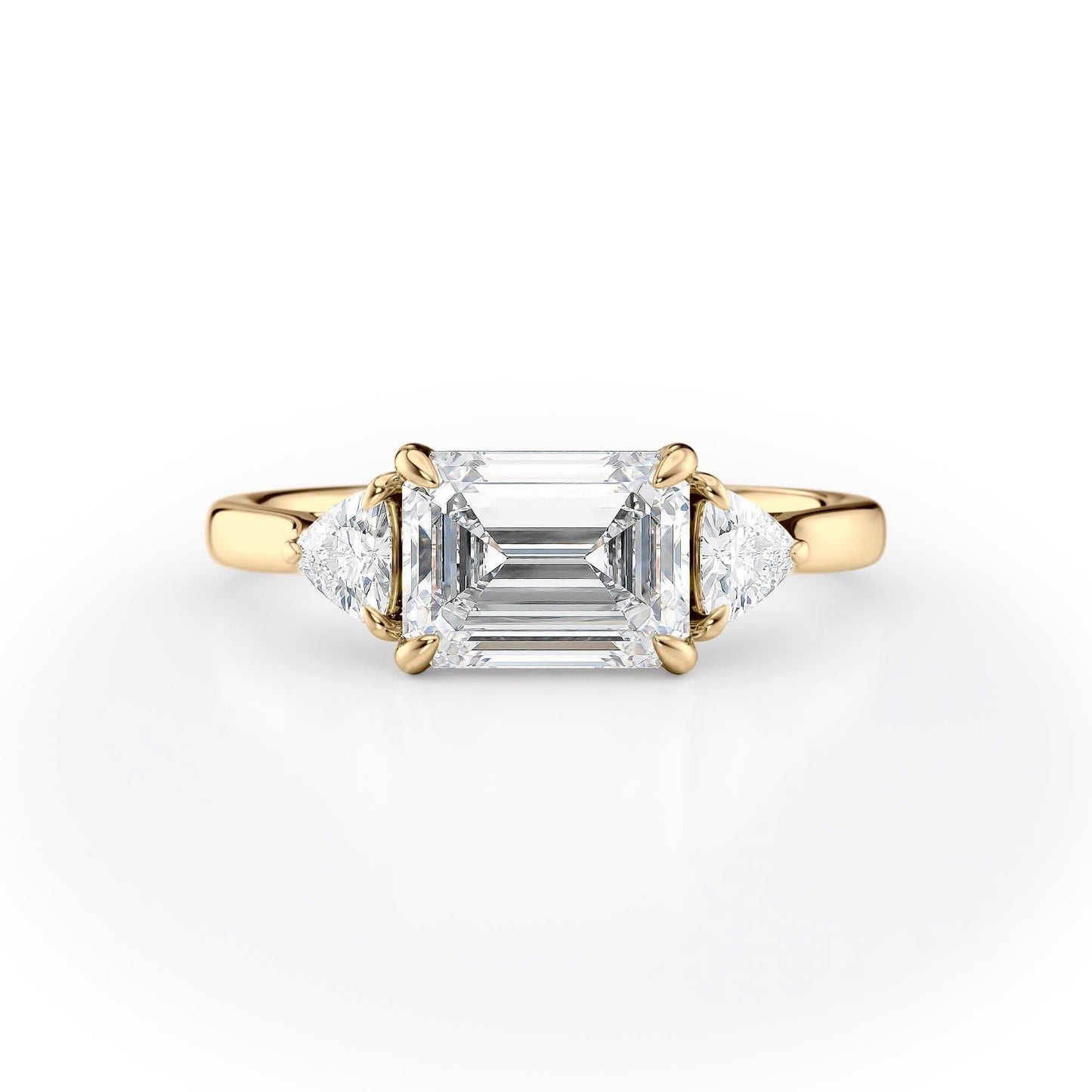 1.5 CT Emerald Cut Three Stone Moissanite Engagement Ring