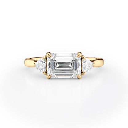 1.5 CT Emerald Cut Three Stone Moissanite Engagement Ring