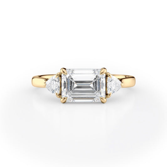 1.5 CT Emerald Cut Three Stone Moissanite Engagement Ring