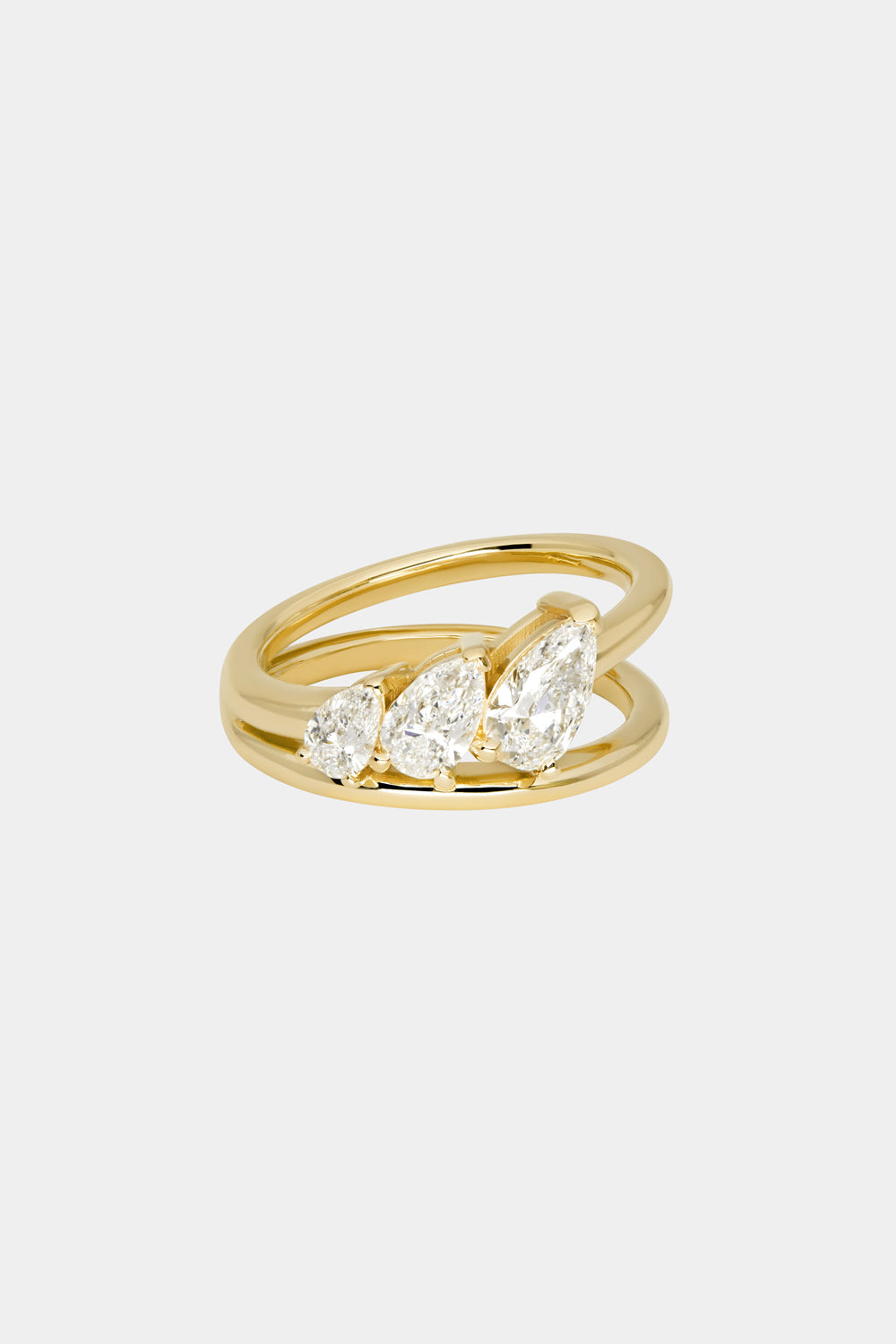 1.5 TCW Pear Cut Lab grown Diamond Double Band Three Stone Engagement Ring