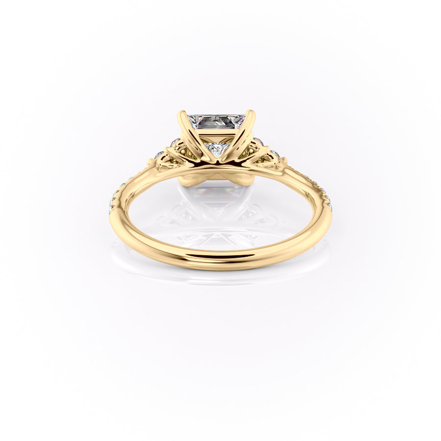 2 CT - 3 CT Princess Cut Cluster Pave Setting Moissanite Engagement Ring