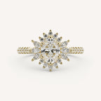 0.75 CT - 1.25 CT Oval Cut Lab grown Diamond Halo & Pave Setting Engagement Ring