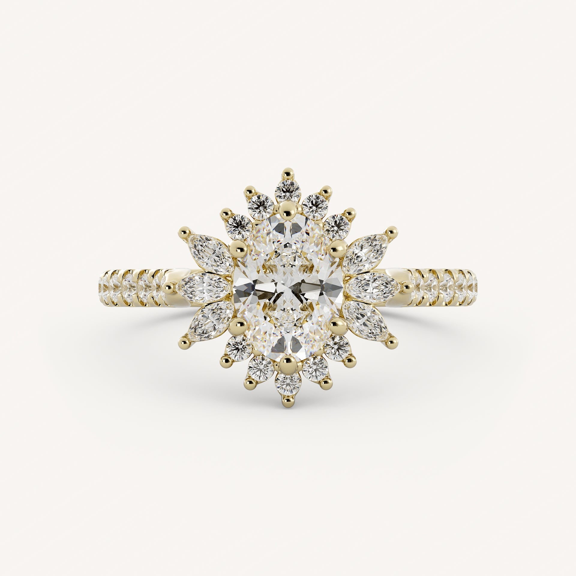 0.75 CT - 1.25 CT Oval Cut Lab grown Diamond Halo & Pave Setting Engagement Ring