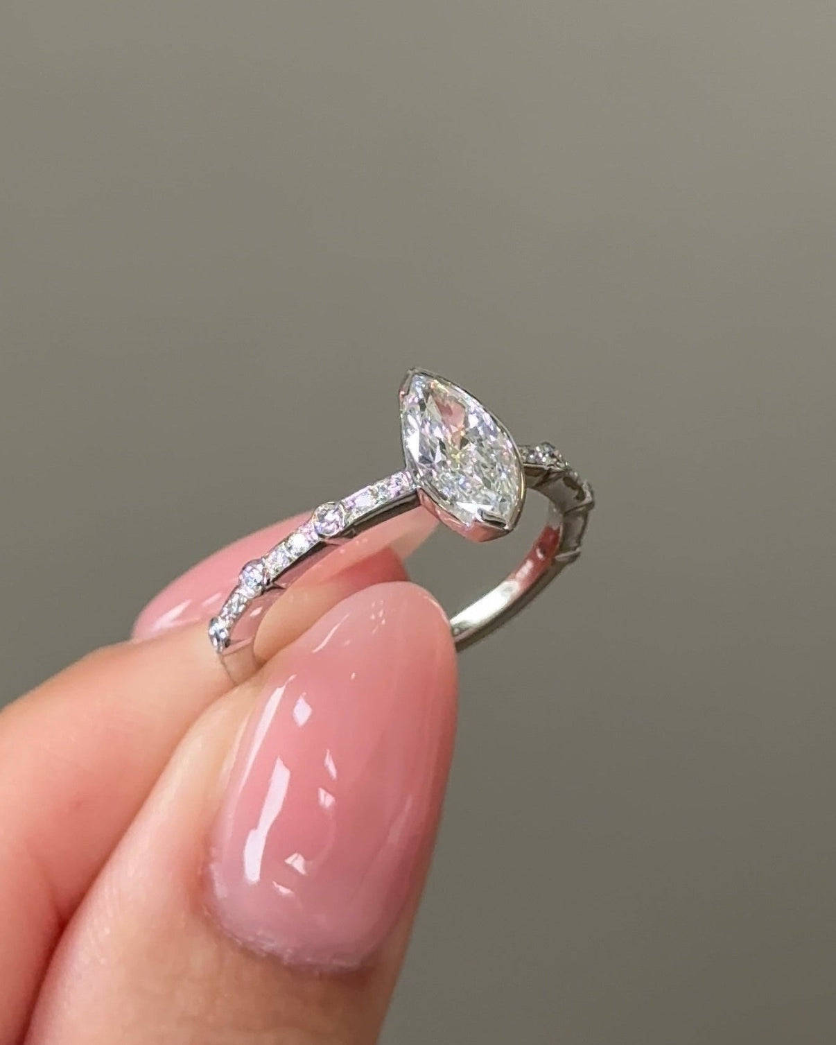 0.73 CT Marquise Cut Lab grown Diamond Bezel Style Engagement Ring