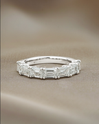 2.31 TCW Emerald CVD Diamond Half Eternity Wedding Band