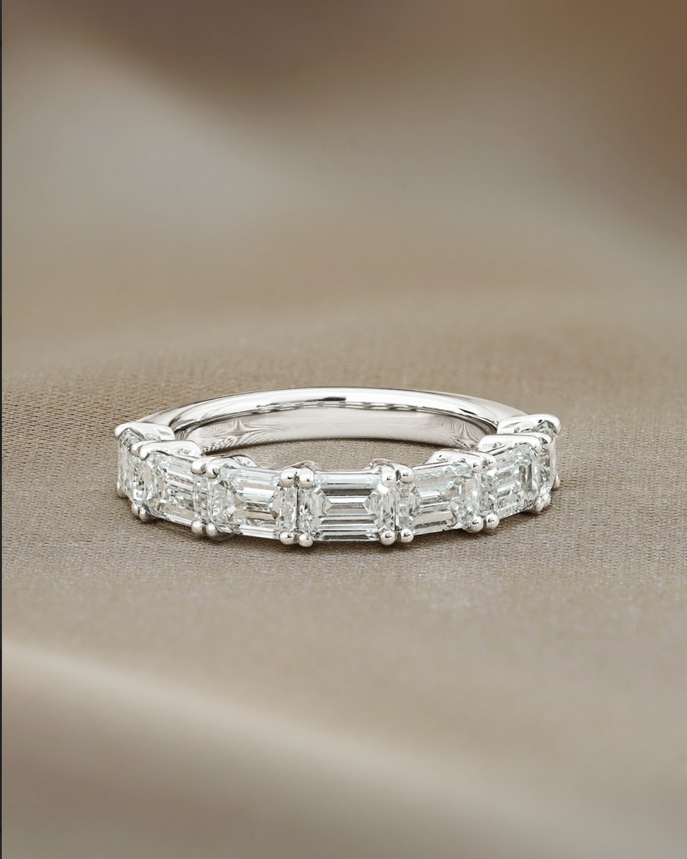 2.31 TCW Emerald CVD Diamond Half Eternity Wedding Band