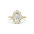 1.5 CT Emerald Cut Moissanite Cluster Mosaic Engagement Ring