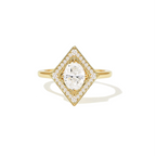 0.72 CT Oval Cut Moissanite Diamond Shape Mosaic Engagement Ring