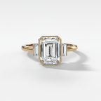 2 CT - 3 CT Emerald Cut Lab grown Diamond Three Stone Engagement Ring
