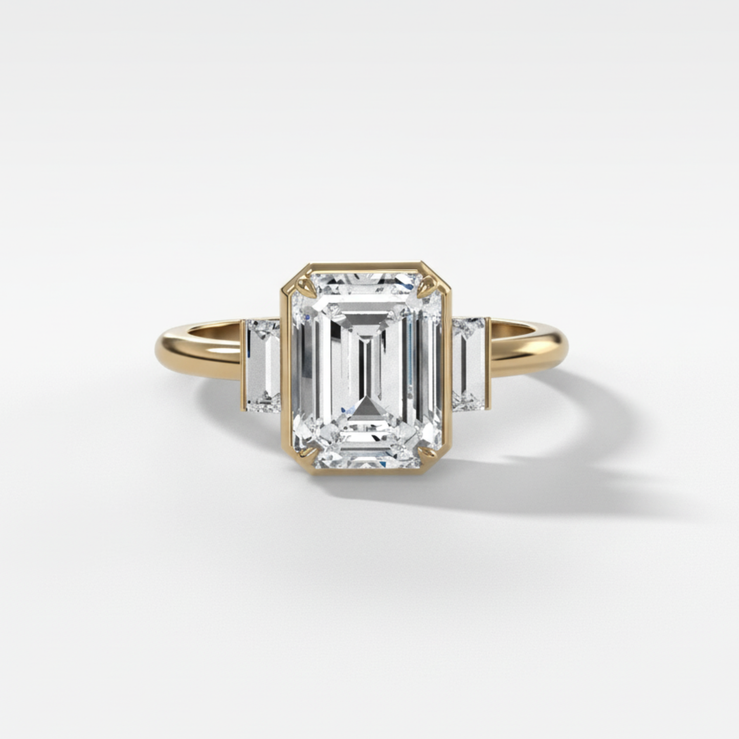 2 CT - 3 CT Emerald Cut Lab grown Diamond Three Stone Engagement Ring