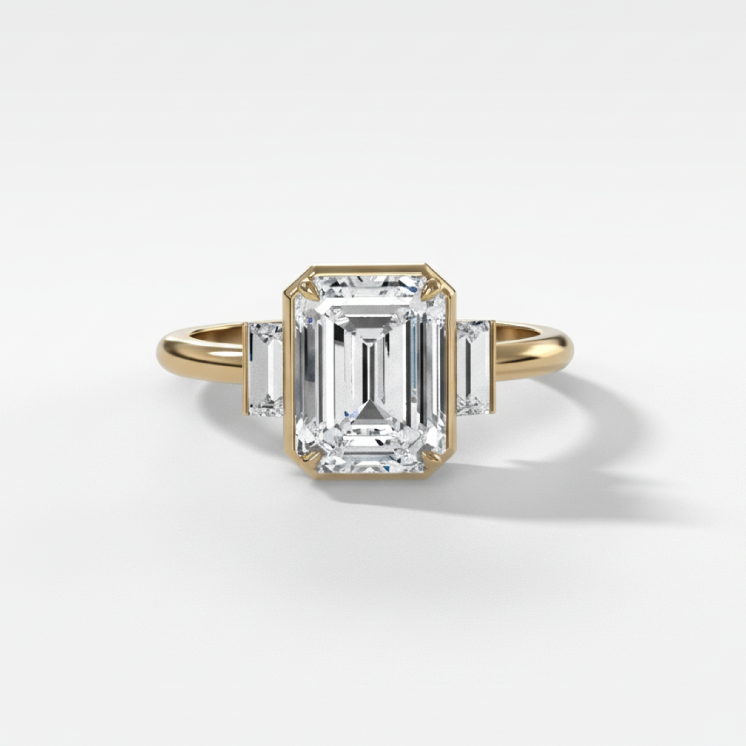2 CT - 3 CT Emerald Cut Lab grown Diamond Three Stone Engagement Ring