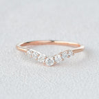 0.2 TCW Round Moissanite Curved Pave Wedding Band