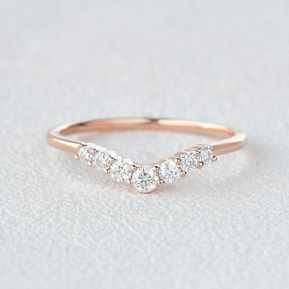 0.2 TCW Round Moissanite Curved Pave Wedding Band