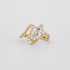 1.52 CT Marquise Cut Lab grown Diamond Side Stone with Pave Setting Engagement Ring