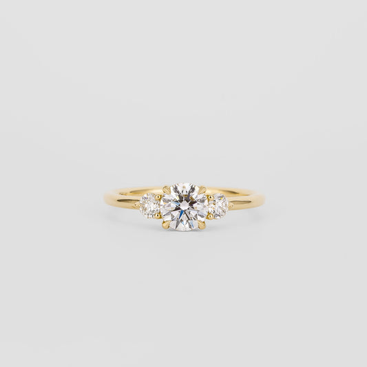 0.72 CT - 2.72 CT Round Cut Lab grown Diamond Three Stone Engagement Ring