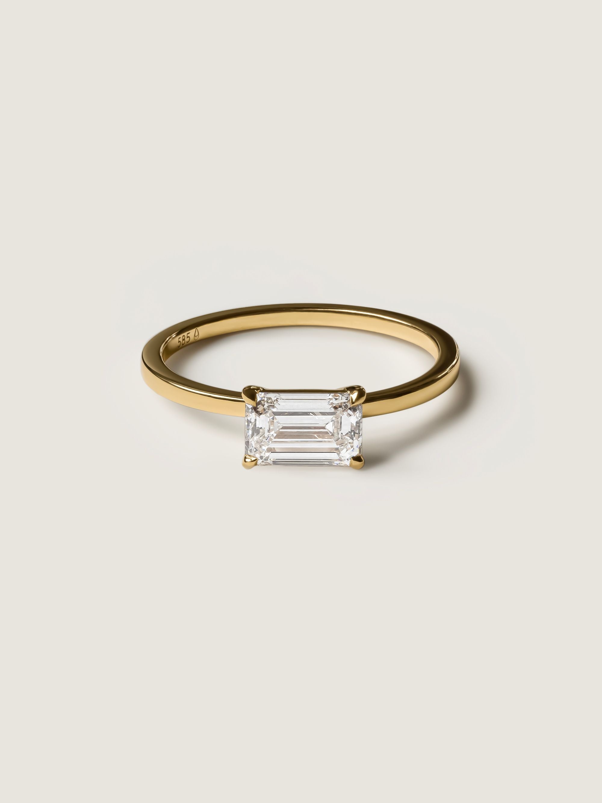 1 CT - 3 CT East-West Emerald Cut Lab grown Diamond Solitaire Engagement Ring