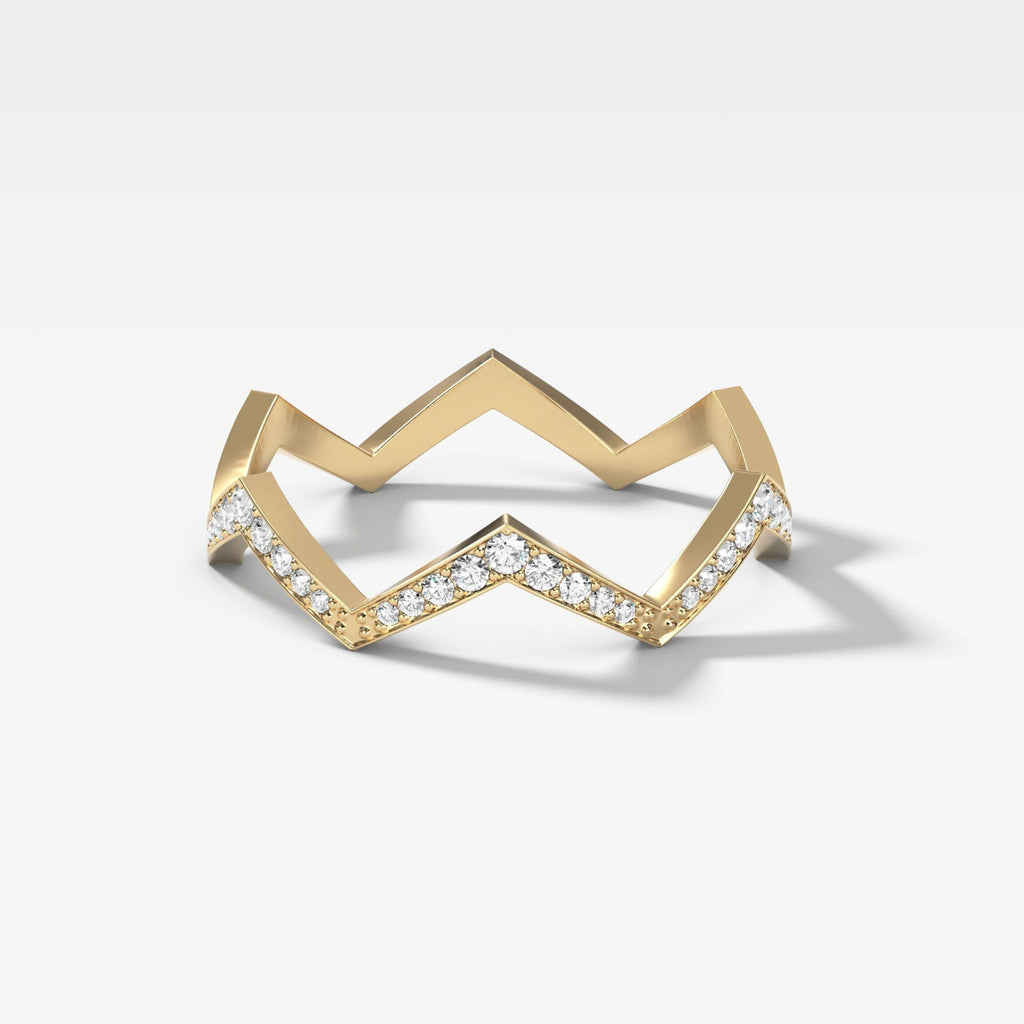 0.13 TCW Round CVD Diamond Zig-Zag Pave Wedding Band