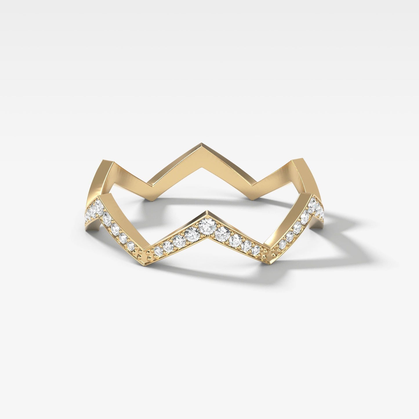 0.13 TCW Round CVD Diamond Zig-Zag Pave Wedding Band