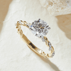 1.5 CT Round Cut Twisted Pave Style Moissanite Engagement Ring
