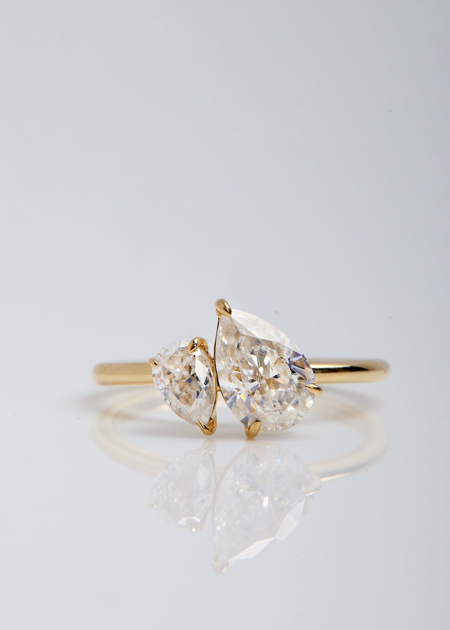 1.25 TCW Pear Cut Two Stone Moissanite Engagement Ring