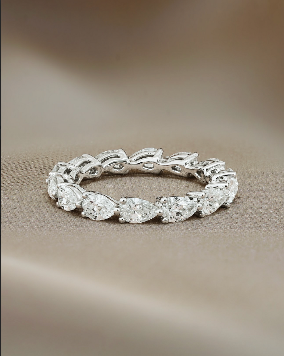 2.18 TCW Pear CVD Diamond Full Eternity Wedding Band