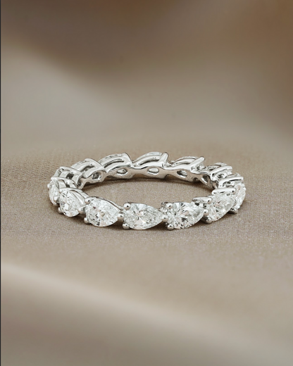 2.18 TCW Pear CVD Diamond Full Eternity Wedding Band
