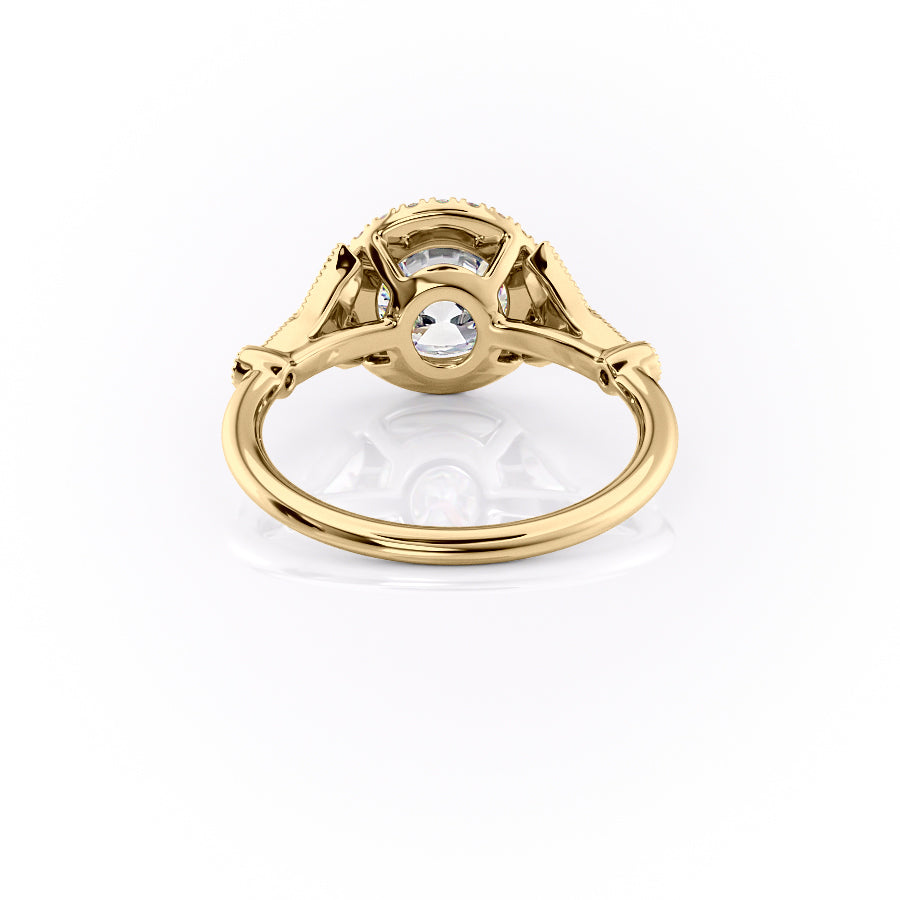 2 CT - 3 CT Round Cut Halo Art Deco Style Moissanite Engagement Ring