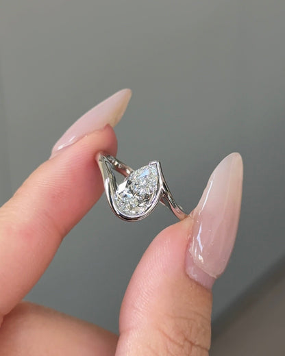 Pear Lab grown Diamond Bezel Engagement Ring