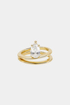 0.8 CT - 1.5 CT Pear Cut Lab grown Diamond Double Band Engagement Ring