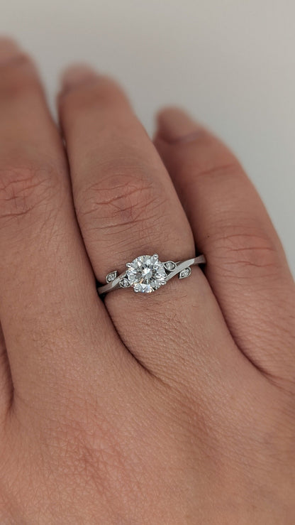 1 CT Round Cut Nature Inspired Moissanite Engagement Ring