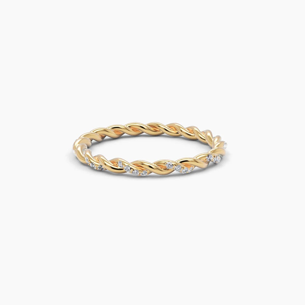 0.14 TCW Round Moissanite Twisted Full Eternity Wedding Band