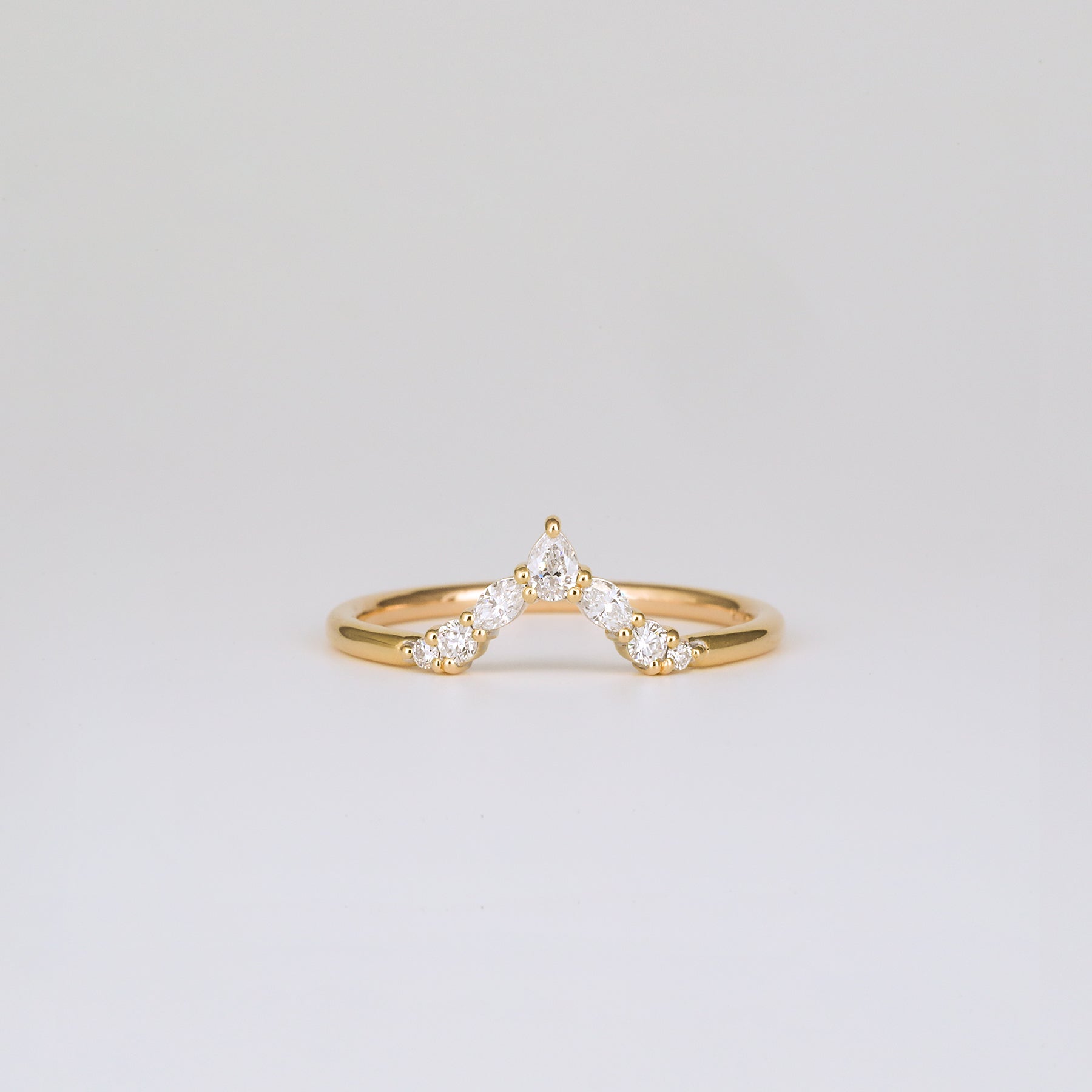 0.17 TCW Marquise, Pear & Round CVD Diamond V-Shaped Wedding Band