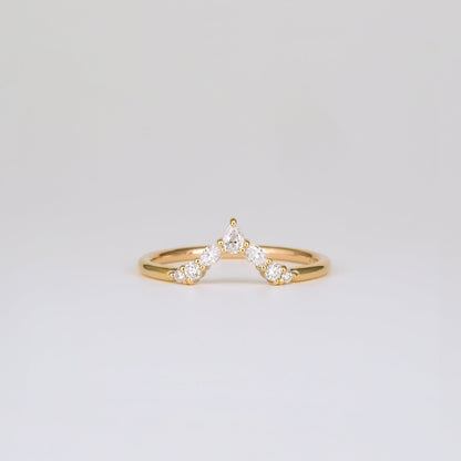 0.17 TCW Marquise, Pear & Round CVD Diamond V-Shaped Wedding Band