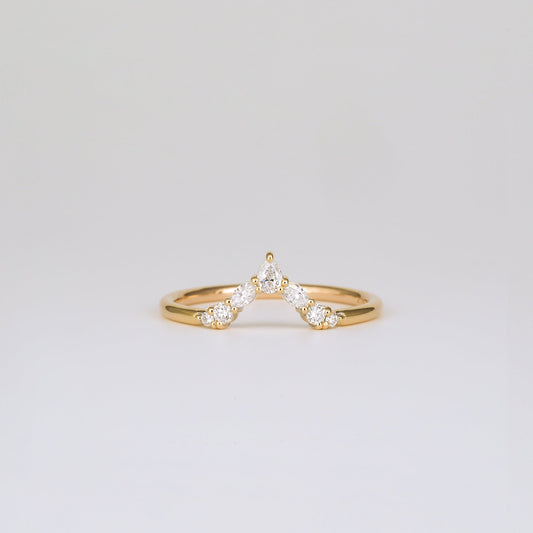 0.17 TCW Marquise, Pear & Round CVD Diamond V-Shaped Wedding Band